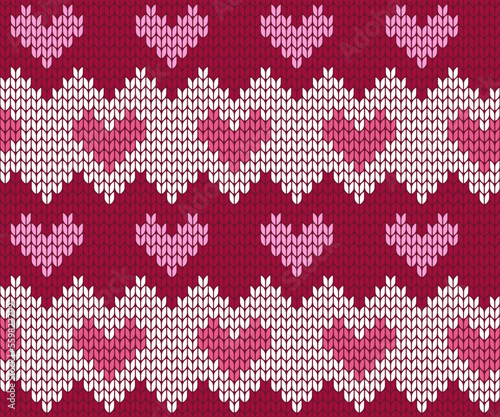 Knitted heart seamless pattern background vector illustration