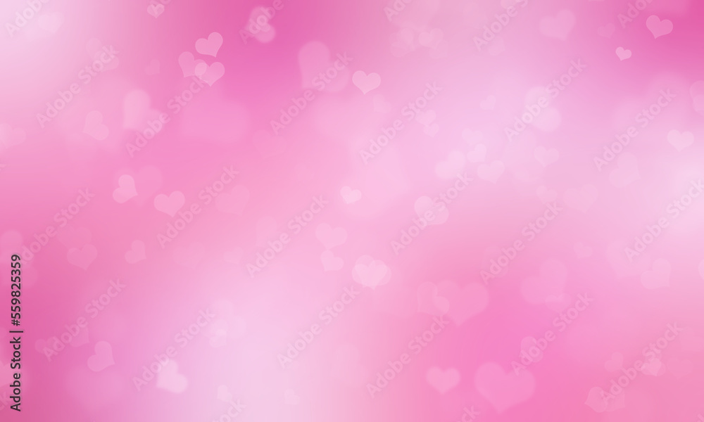 Pink background with bokeh hearts