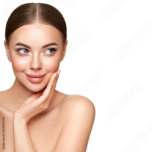 Portrait beautiful young woman with clean fresh skin Fototapet
