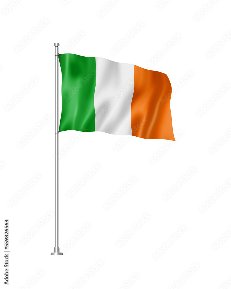 Irish flag isolated on white - obrazy, fototapety, plakaty 