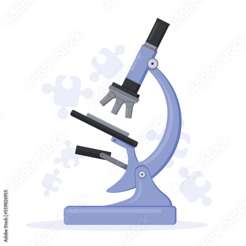 Microscope isolated on white background in flat style