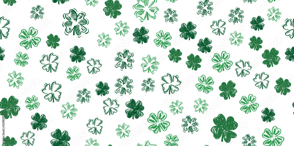 Saint Patricks Day, festive background with flying clover. Saint Patricks Day, festive background with flying clover.