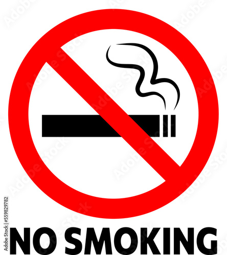 Sing No smoking with text. Stop cigarette symbol. Vector