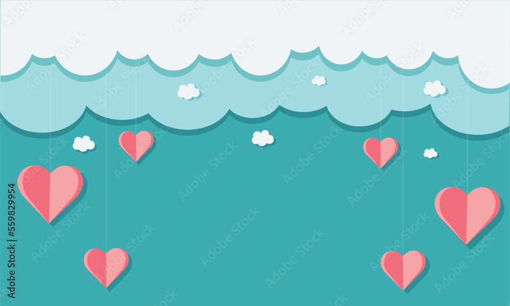 Valentine's Day postcard template in paper cut style. Valentine's Day postcard template in paper cut style.