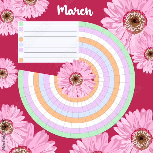 Habit tracker is empty. Bullet magazine template. Monthly planner. Vector illustration. Organizer for printing, diary, planner for important purposes.Bullet jurnal photo