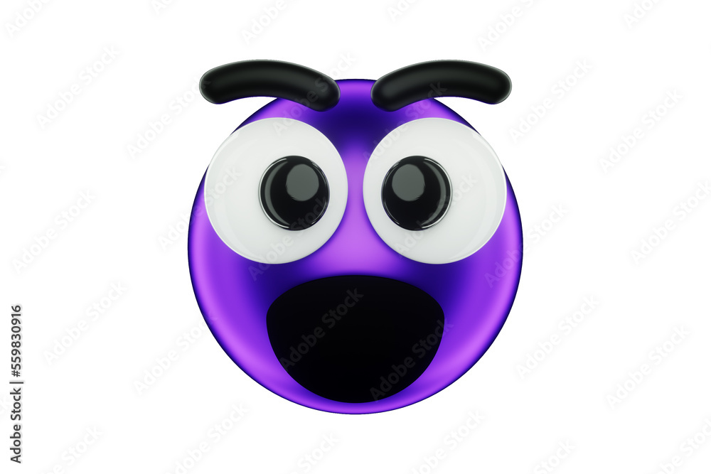 Naklejka premium purple 3d emoticon smile icon. 3D render, 3D illustration.