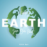 Happy Earth Day on blue background ,for March 22 , Vector illustration EPS 10