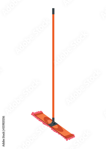 Broom mop icon. Hygiene handling equipment object illustration, household mop or housework broom tool isolated on white background
