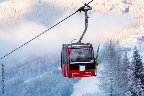 Cable car in the mountains of Austria.