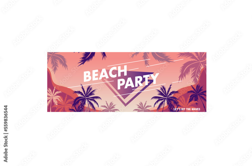 Beach Party Palm Banner Design colourful Gradient palm tree Summer Background Celebration web design Banner sign template card graphic design vector Beach Party Palm Banner Design colourful Gradient palm tree Summer Background Celebration web design Banner sign template card graphic design vector