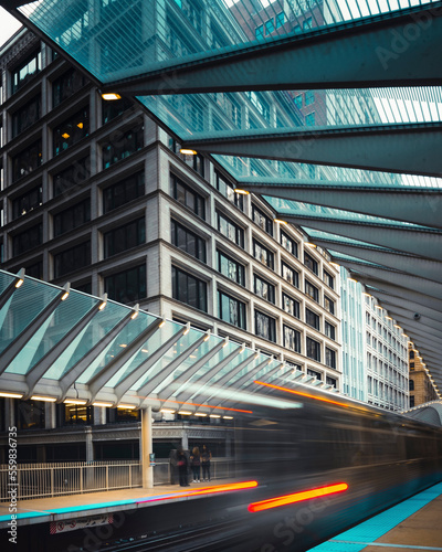 View of the city subway stop in Chicago downtown, Illinois, United States.
