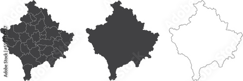 set of 3 maps of Kosovo - vector illustrations photo