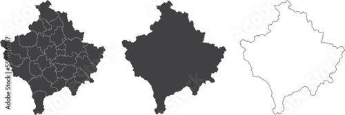 set of 3 maps of Kosovo - vector illustrations