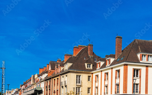 Street view of old village Evreux in France