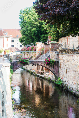 Street view of old village Evreux in France