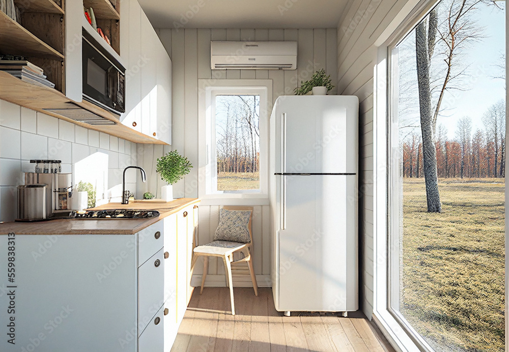 Shipping Container Home Interior Design Generative Ai Stock