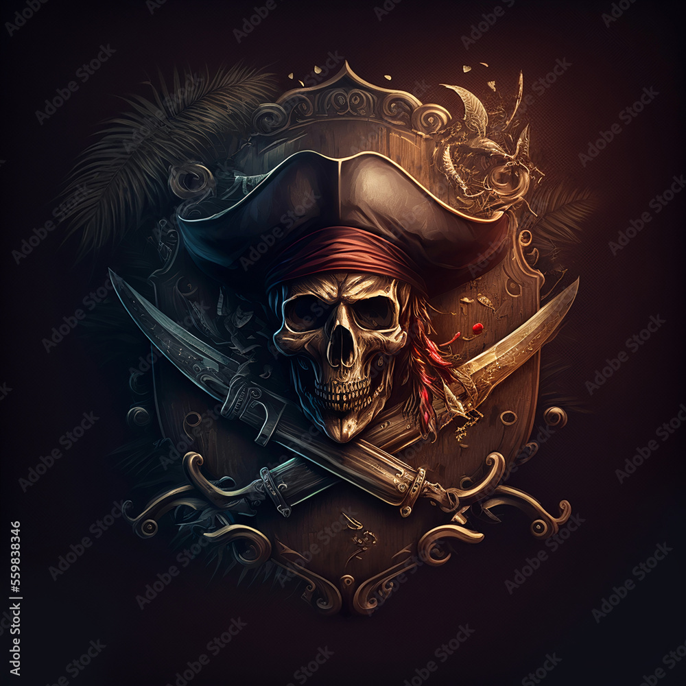 Naklejka premium Mid journey render of pirate 