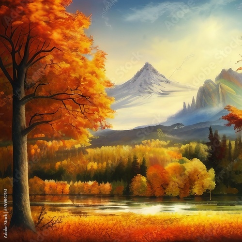 autumn landscape with mountain