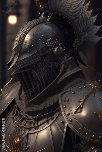 medieval heavily armored soldier in spiked armor, concept art