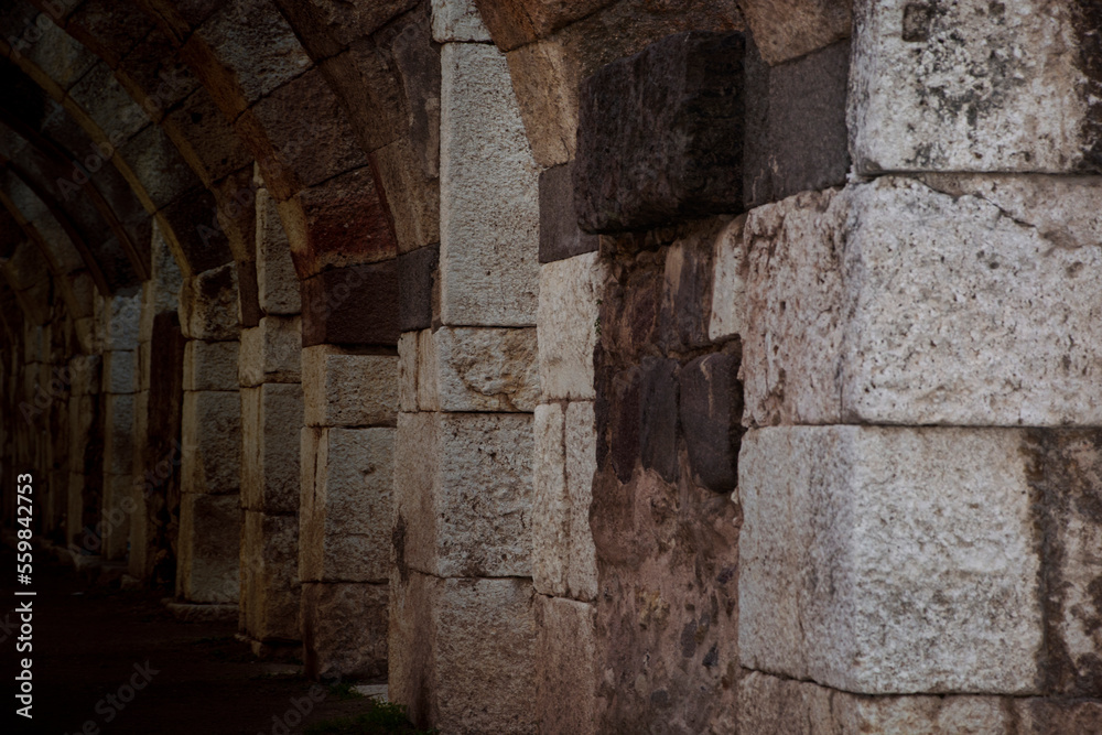 Obraz premium Agora Underground Ruins, tunnel archaeological site in Smyrna, Izmir, Turkey.
