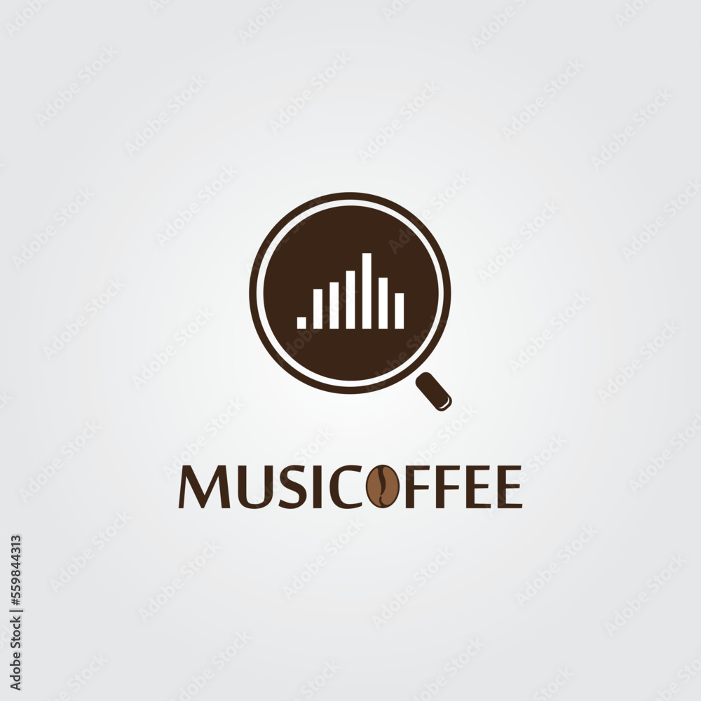 Obraz premium Coffee music vector creative logo template