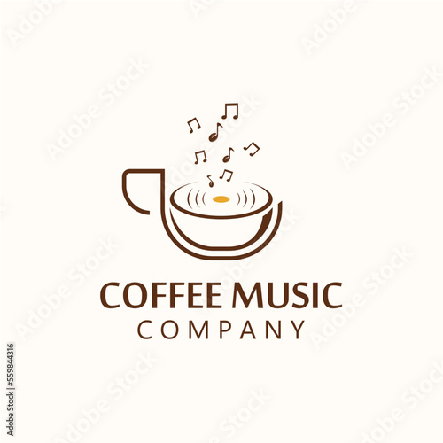 Wall Mural Coffee music vector creative logo template