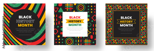 black history month social media post square banner design. black history month background. Juneteenth Independence Day Background. Freedom or Emancipation day. Neo Geometric pattern concept.