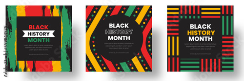 black history month social media post square banner design. black history month background. Juneteenth Independence Day Background. Freedom or Emancipation day. Neo Geometric pattern concept.