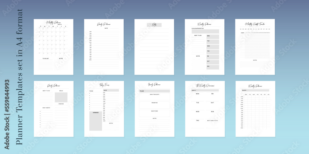 Bullet journal, Planner, Habits tracker printable Template Stock Vector ...