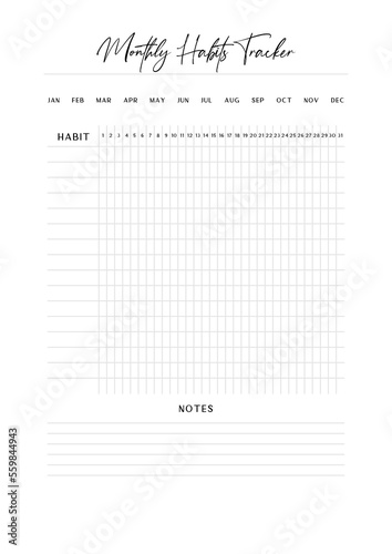 Bullet journal, Planner, Habits tracker printable Template