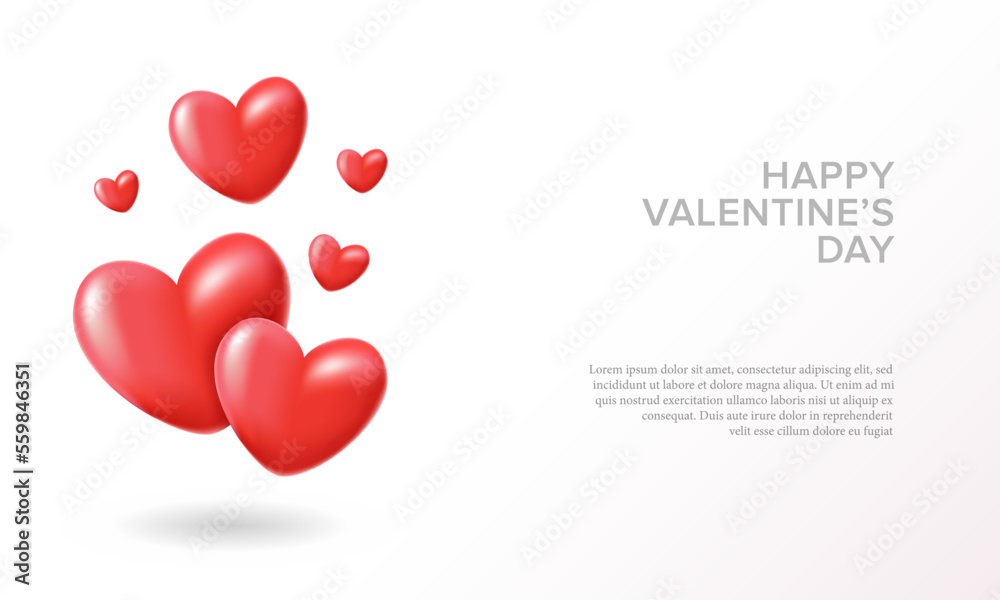 3D heart love vector illustration template. Suitable for design element of Valentine's Day background, love and romantic event decoration.