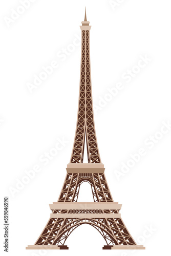 Eiffel Tower vector icon. World famous France tourist attraction symbol. International architectural monument isolated on white background. High quality badge © the8monkey