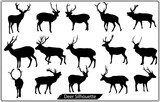 Deer vector silhouette icons set