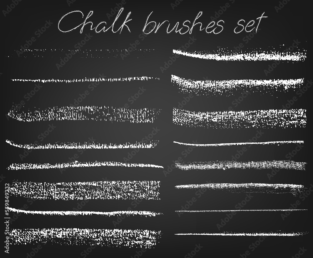 Set of vector chalk art brushes. Chalk textures of different shapes ...