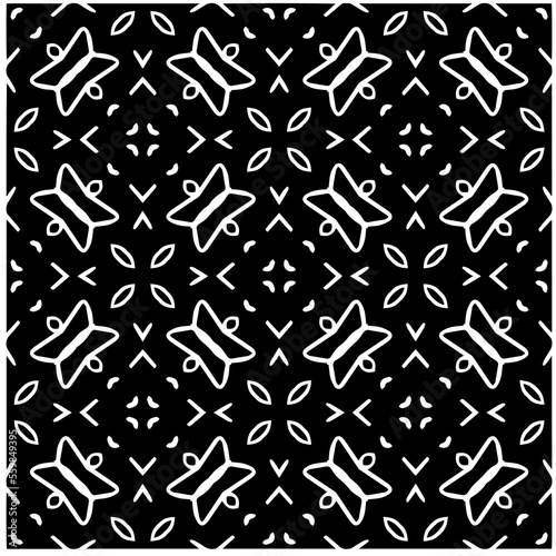 Vector pattern in geometric ornamental style. Black and white color.Seamless pattern.