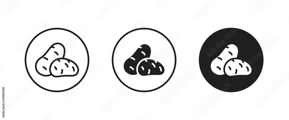 Potato icon. Vegetable food sign. Diet nutrition symbol. Potatoes Fastfood icon logo illustration, editable stroke, flat design style isolated on white