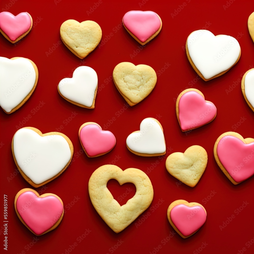 Heart shaped cookies. Perfect for articles on love of food, Valentines Day etc.	
