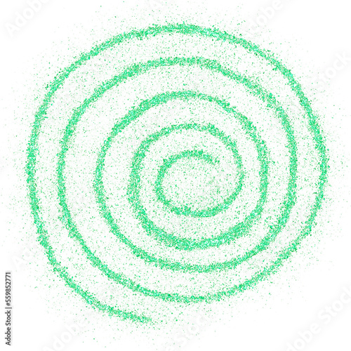 Green glitter hand-drawn spiral swirl