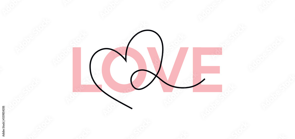 Happy Valentine's Day - concept poster. Vector illustration. Happy Valentines Day greeting card. Editable template with Love lettering and heart on white background
