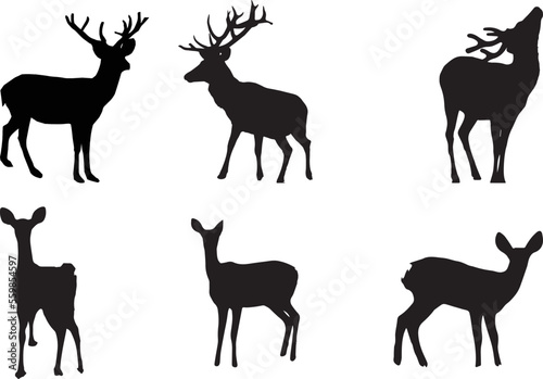deer silhouette set, deer silhouette simple 