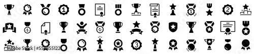 Photographie Award and Prize line icons