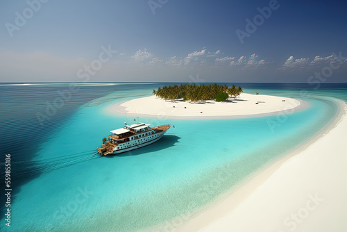 Maldives. Island. Sunny. Landscape. Generative AI.