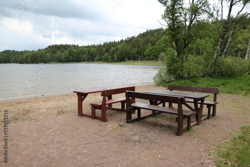 Lilla Delsjöns strand in Delsjöområdets naturreservat, Gothenburg Sweden