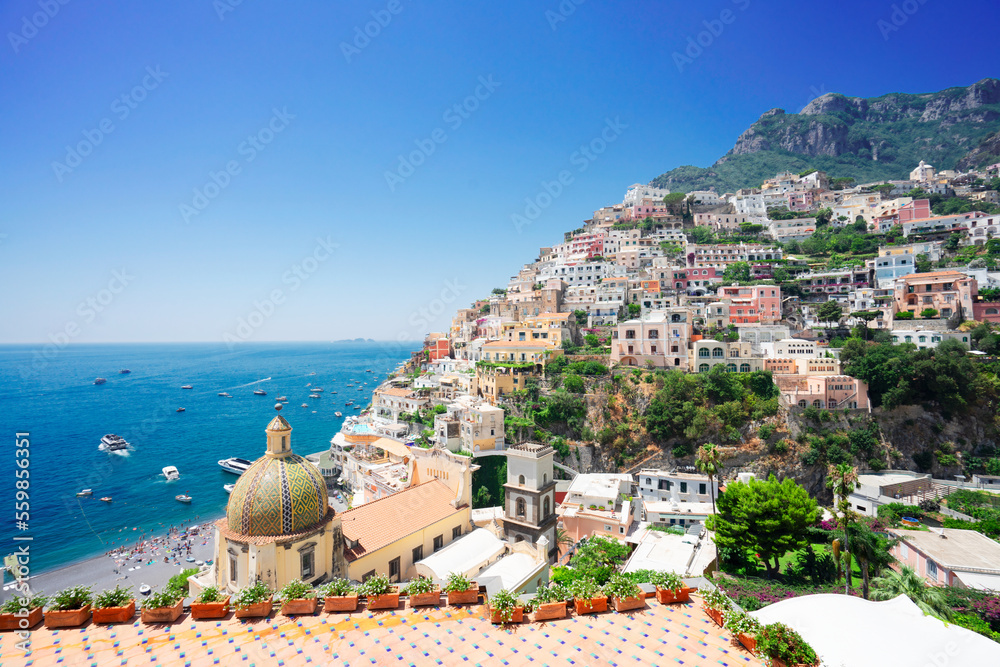 view of Positano - famous old italian resort, Italy