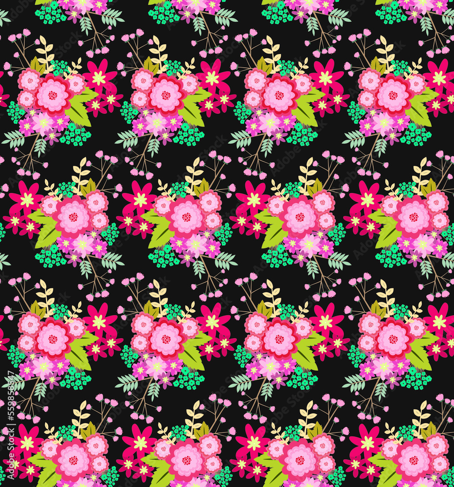 seamless floral pattern. Design fabric flower folklor pattern seamless floral pattern. Design fabric flower folklor pattern