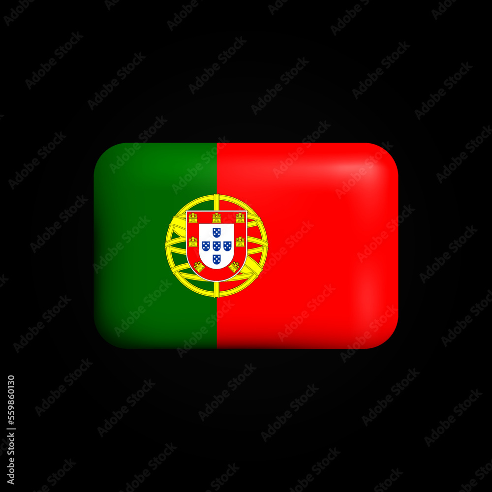 Portugal Flag 3D Icon. National Flag of Portugal. Vector illustration
