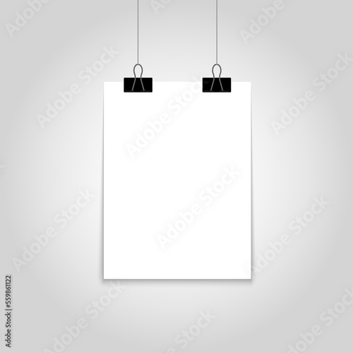 Mockup poster. one hanging poster mockup. Vector