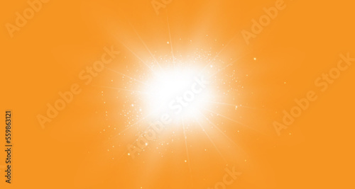 Solar rays.Warm sun on a yellow background. Leto.bliki. 