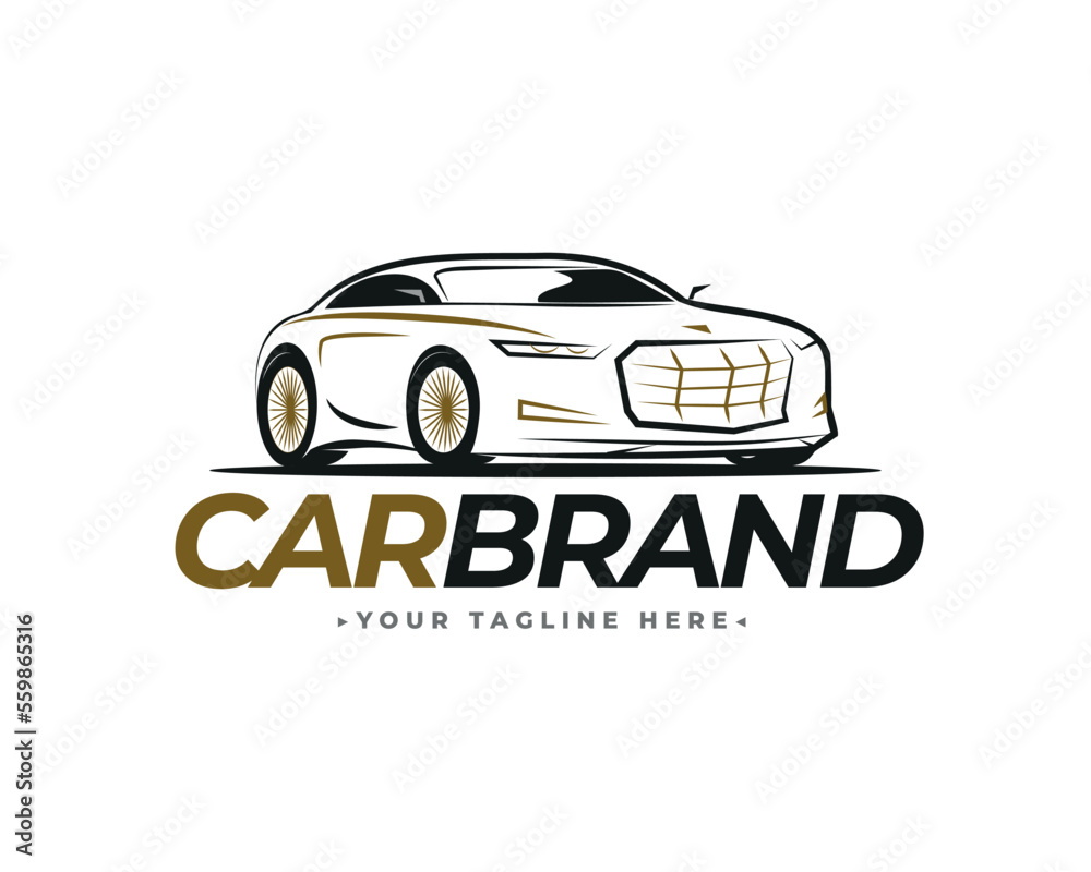 Concept Luxury Car Brand Stylish Logo Design in Black and Gold
