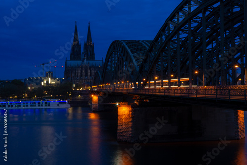 cologne cathedral at blue hour/night